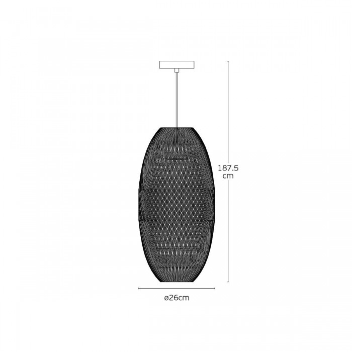 VK/03323/PE/B/50 - Φωτιστικό κρεμαστό, μαύρο. E27. Max 20W (LED). IP20