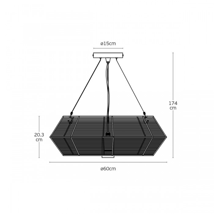 VK/01118/PE/B/60 - Φωτιστικό κρεμαστό, μαύρο. GU10. Max. 12W. (LED). ø60cm. IP44