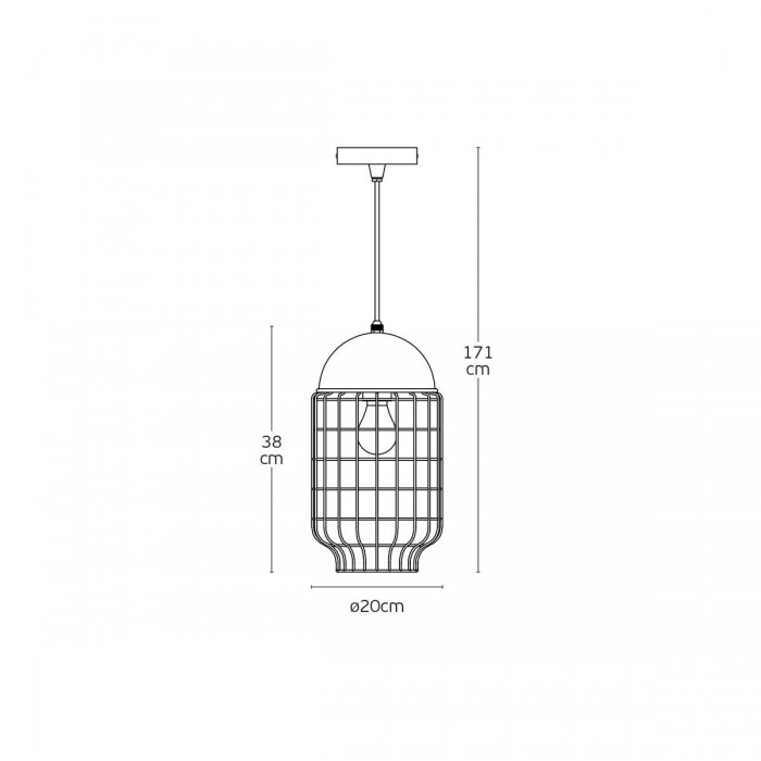 VK/01123/PE/B - Φωτιστικό κρεμαστό, μαύρο. E27. Max. 20W. (LED). IP44