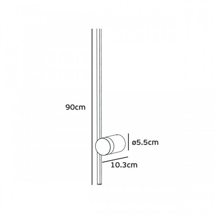 VK/04455/WA/W/W/90 - Φωτιστικό τοίχου Led, 200-240V, 8W, 3000K, 1208lm, CRI>90, IP20, ø5.5x10.3x90cm, λευκό VK/04455/WA/W/W/90 - Φωτιστικό τοίχου Led, 200-240V, 8W, 3000K, 1208lm, CRI>90, IP20, ø5.5x10.3x90cm, λευκό