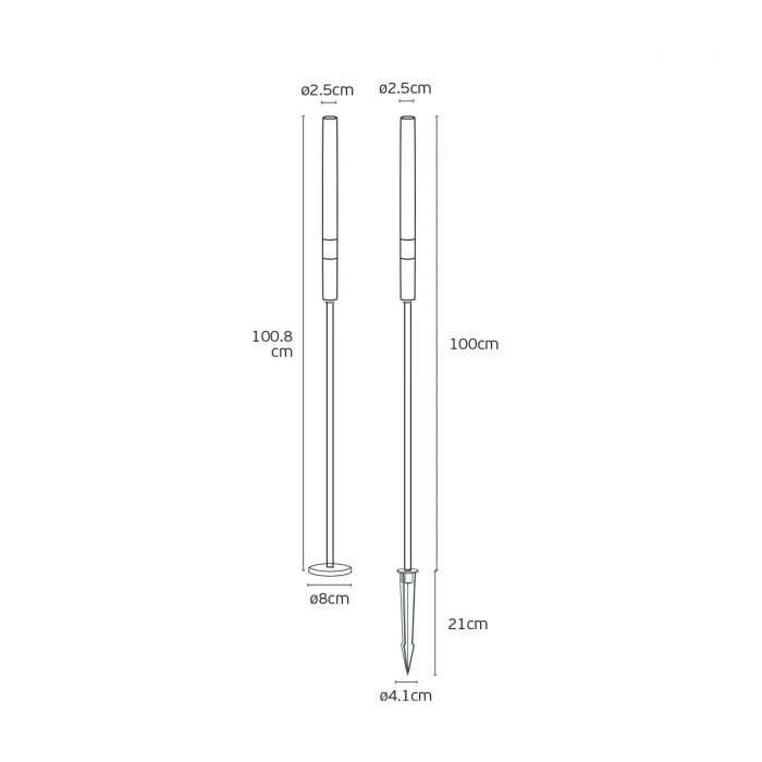 VK/04716/BS/W/100 - Μπρούτζος. 3000K. 1W. 74lm. DC24V. LED Bridgelux. 50.000hrs. Διάχυτο φως. Dim Νο. -20°C→ 45°C. Εξωτερικό έδαφος. Περιλαμβάνεται βάση και ακίδα. CRI>90. 100cm. Αλουμίνιο  +  ακρυλικό. IP65 