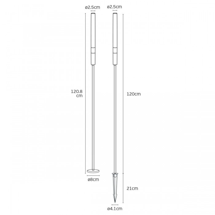 VK/04716/B/W/120 - Μαύρο. 3000K. 1W. 74lm. DC24V. LED Bridgelux. 50.000hrs. Διάχυτο φως. Dim Νο. -20°C→ 45°C. Εξωτερικό έδαφος. Περιλαμβάνεται βάση και ακίδα. CRI>90. 120cm. Αλουμίνιο  +  ακρυλικό. IP65 