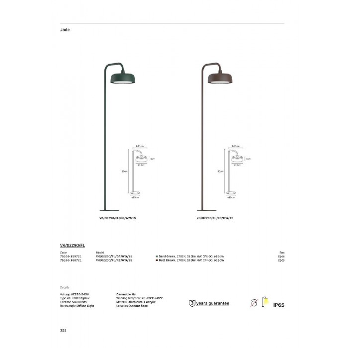 VK/02290/FL/GR/WW/15 - Πράσινο. 2700K. 8W. 513lm. Diffuse Light. AC220-240V. LED Bridgelux. 50.000hrs. Dim Νο. -20°C→ 45°C. Δαπέδου. CRI>90. ø15cm. Αλουμίνιο + ακρυλικό. IP65 VK/02290/FL/GR/WW/15 - Πράσινο. 2700K. 8W. 513lm. Diffuse Light. AC220-240V. LED Bridgelux. 50.000hrs. Dim Νο. -20°C→ 45°C. Δαπέδου. CRI>90. ø15cm. Αλουμίνιο + ακρυλικό. IP65