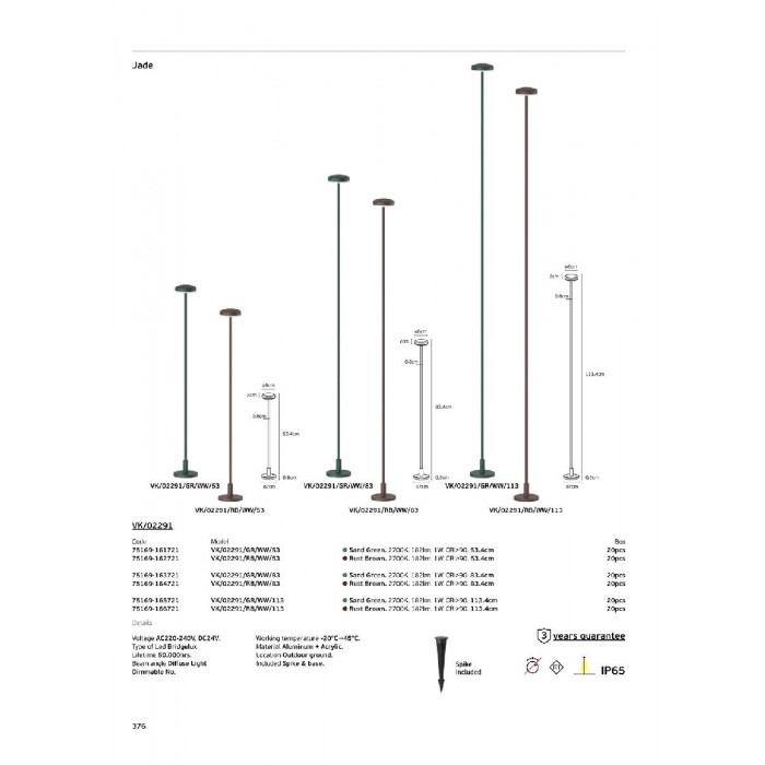 VK/02291/GR/WW/53 - Πράσινο. 2700K. 1W. 182lm. AC220-240V, DC24V. LED Bridgelux. 50.000hrs. Διάχυτο φως. Dim Νο. -20°C→ 45°C. Αλουμίνιο + ακρυλικό. Εξωτερικό έδαφος. CRI>90. 53.4cm. Περιλαμβάνεται βάση και ακίδα. IP65 VK/02291/GR/WW/53 - Πράσινο. 2700K. 1W. 182lm. AC220-240V, DC24V. LED Bridgelux. 50.000hrs. Διάχυτο φως. Dim Νο. -20°C→ 45°C. Αλουμίνιο + ακρυλικό. Εξωτερικό έδαφος. CRI>90. 53.4cm. Περιλαμβάνεται βάση και ακίδα. IP65
