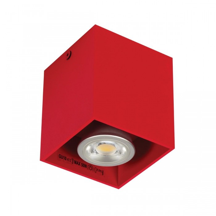 VK/03001/R - Φωτιστικό οροφής κύβος, 240V, GU10/Par16, Max 12W (LED), IP20, κόκκινο