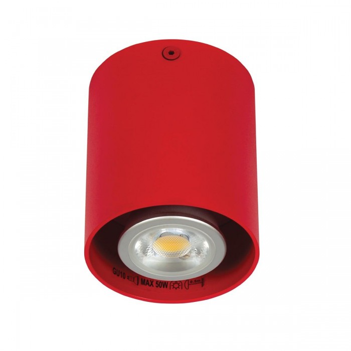 VK/03002/R - Φωτιστικό οροφής κύλινδρος, 240V, GU10/Par16, Max 12W (LED), IP20, κόκκινο VK/03002/R - Φωτιστικό οροφής κύλινδρος, 240V, GU10/Par16, Max 12W (LED), IP20, κόκκινο