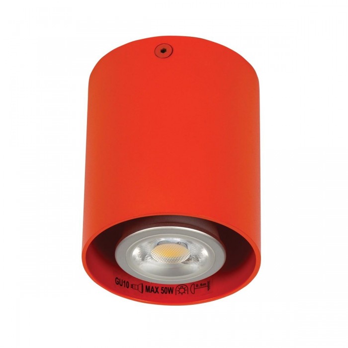VK/03002/O - Φωτιστικό οροφής κύλινδρος, 240V, GU10/Par16, Max 12W (LED), IP20, πορτοκαλί
