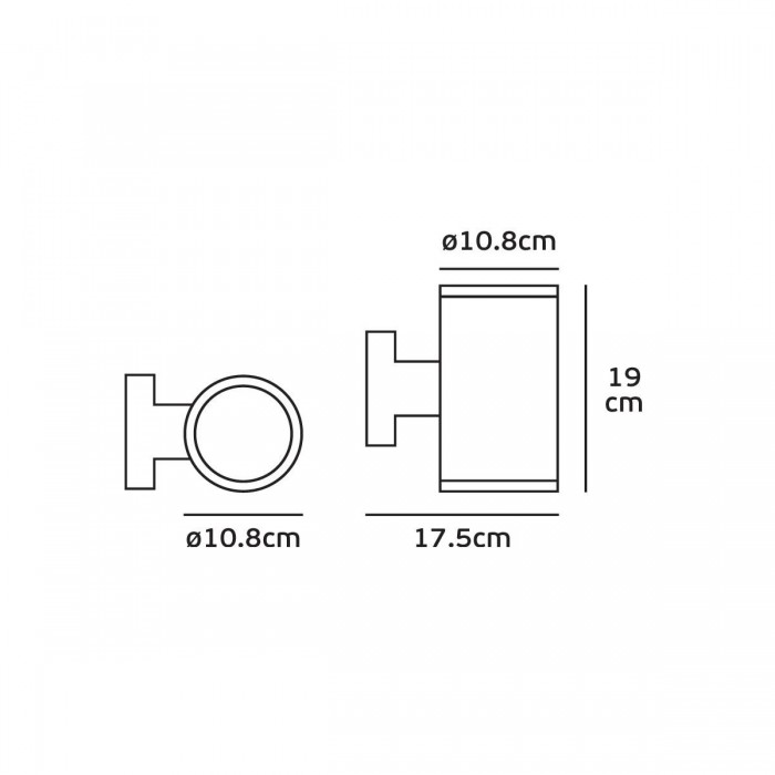  VK/01058/B - Φωτιστικό τοίχου, 240V, Max60w, E27, IP54, ø10.8x19x17.5cm, μαύρο