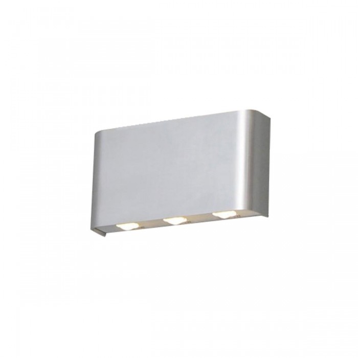 VK/04008/AL - Φωτιστικό τοίχου LED, up-down, 100-240V, 6x1W, 3000K, 540lm, CRI>80, IP20, 17x8.9cm, αλουμίνιο