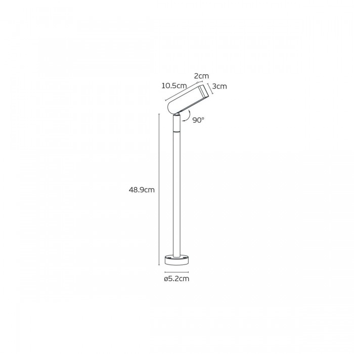 VK/04727/G/W/50 - Γκρι. 3000K. 5W. 226lm. DC 24V. LED Luminus MP-3030. 50.000hrs. 24°. Κίνηση φωτιστικού 90°. Dim Νο. -20°C→ 45°C. Εξωτερικό έδαφος. CRI>90. H48.9cm. Αλουμίνιο. IP65