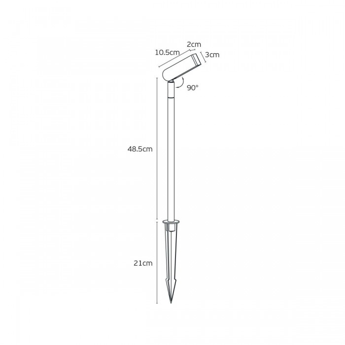 VK/04727/G/W/50/SPK - Γκρι. 3000K. 5W. 226lm. DC 24V. LED Luminus MP-3030. 50.000hrs. 24°. Κίνηση φωτιστικού 90°. Dim Νο. -20°C→ 45°C. Εξωτερικό έδαφος. CRI>90. H48.5cm. Αλουμίνιο (συμπεριλαμβάνεται ακίδα). IP65