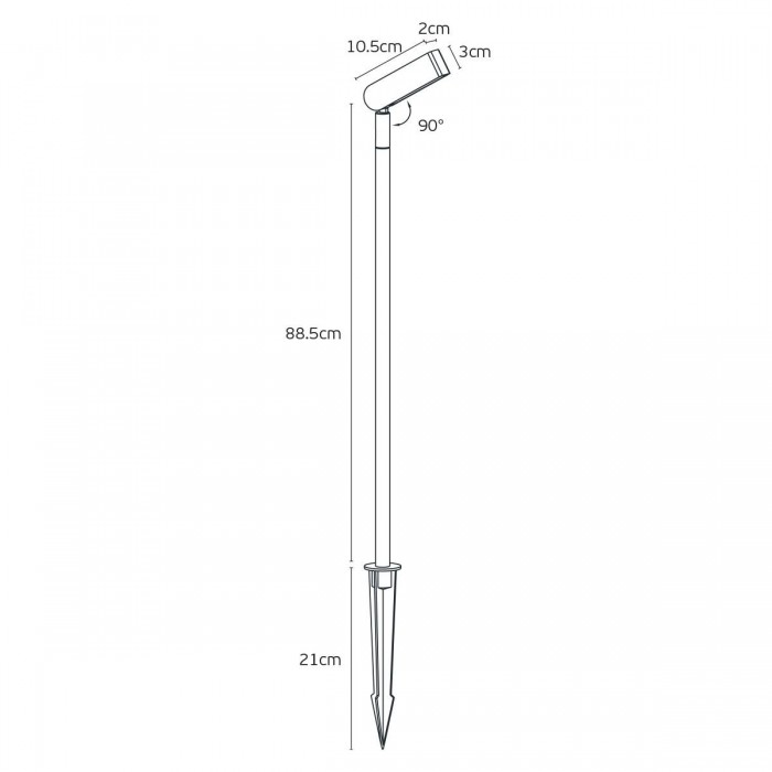 VK/04727/G/W/90/SPK - Γκρι. 3000K. 5W. 226lm. DC 24V. LED Luminus MP-3030. 50.000hrs. 24°. Κίνηση φωτιστικού 90°. Dim Νο. -20°C→ 45°C. Εξωτερικό έδαφος. CRI>90. H88.5cm. Αλουμίνιο (συμπεριλαμβάνεται ακίδα). IP65 VK/04727/G/W/90/SPK - Γκρι. 3000K. 5W. 226lm. DC 24V. LED Luminus MP-3030. 50.000hrs. 24°. Κίνηση φωτιστικού 90°. Dim Νο. -20°C→ 45°C. Εξωτερικό έδαφος. CRI>90. H88.5cm. Αλουμίνιο (συμπεριλαμβάνεται ακίδα). IP65