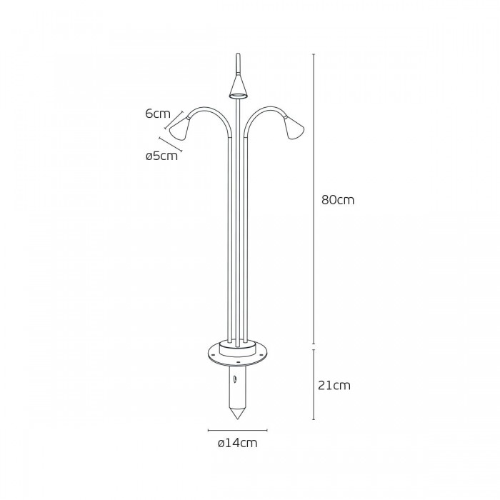 VK/04731/RB/WW - Καφέ σκουριάς. 2700K. 3 x 4.5W. 3 x 196lm. DC24V. LED Bridgelux. 50.000hrs. 90°. Dim Νο. -20°C→ 45°C. Εξωτερικό έδαφος. CRI>90. Αλουμίνιο. IP65