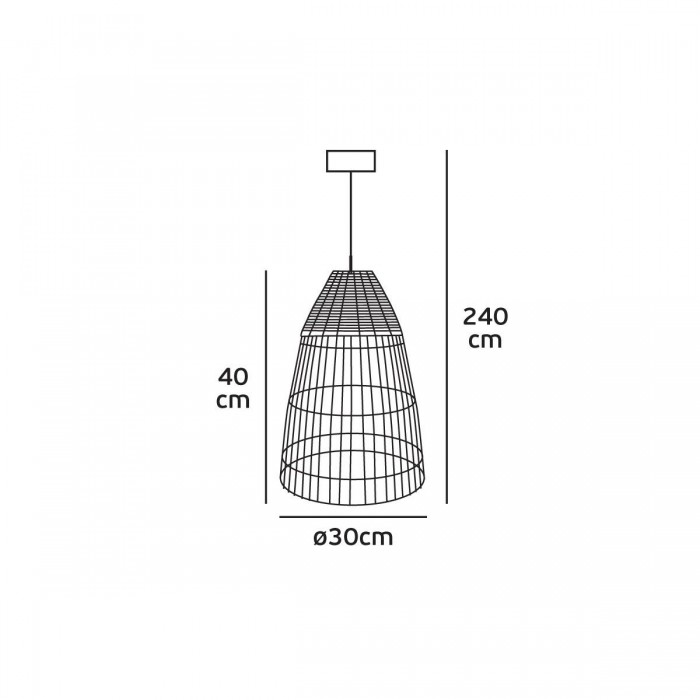 VK/03125PE/30 - Φωτιστικό κρεμαστό μπαμπού, 240V, Ε27, Max 20W (LED), IP20, ø30x40cm, λευκό+ξύλο μπαμπού