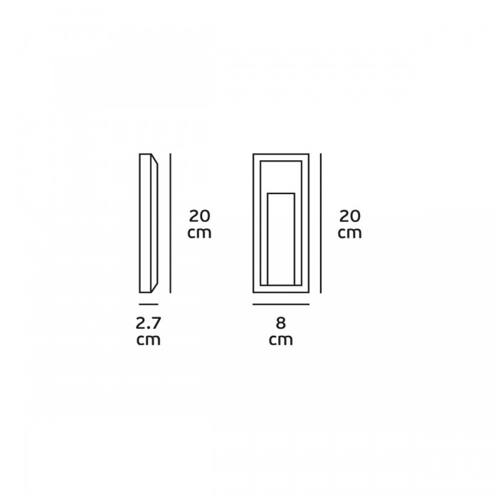 VK/02021/G/D - Φωτιστικό Led τοίχου, 220-240V, 1W, 6000K, 70lm, CRI>80, IP65, 8x20x2.7cm, γκρι VK/02021/G/D - Φωτιστικό Led τοίχου, 220-240V, 1W, 6000K, 70lm, CRI>80, IP65, 8x20x2.7cm, γκρι