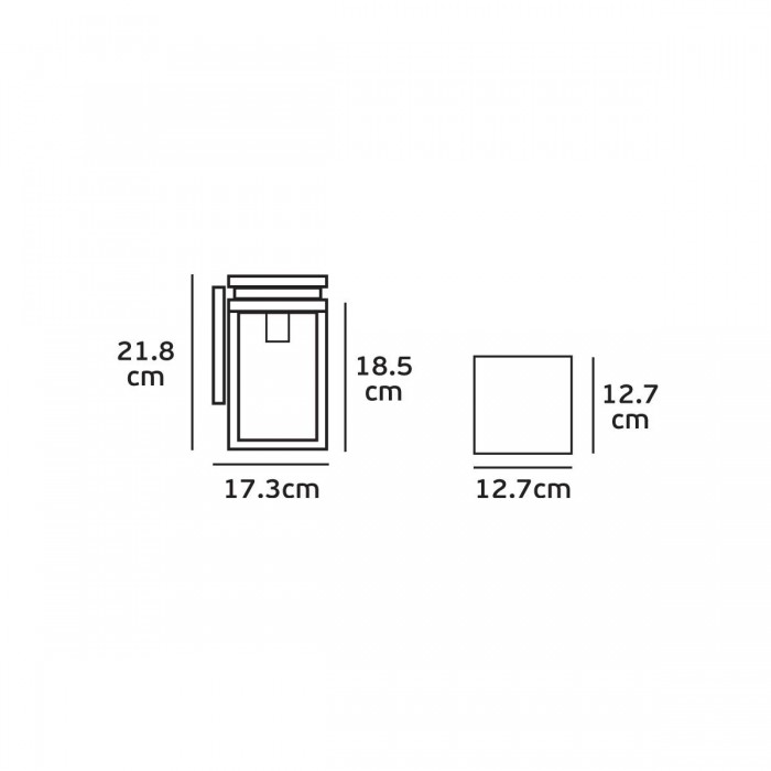 VK/03066/WA/B - Φωτιστικό φανάρι επίτοιχο, 240V, Ε27, Max 20W (LED), IP23, 12.7x12.7x21.8cm, μαύρο