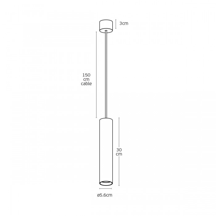 VK/03087/PE/30/B - Φωτιστικό κρεμαστό, μαύρο. GU10. Max. 12W. (LED). IP20