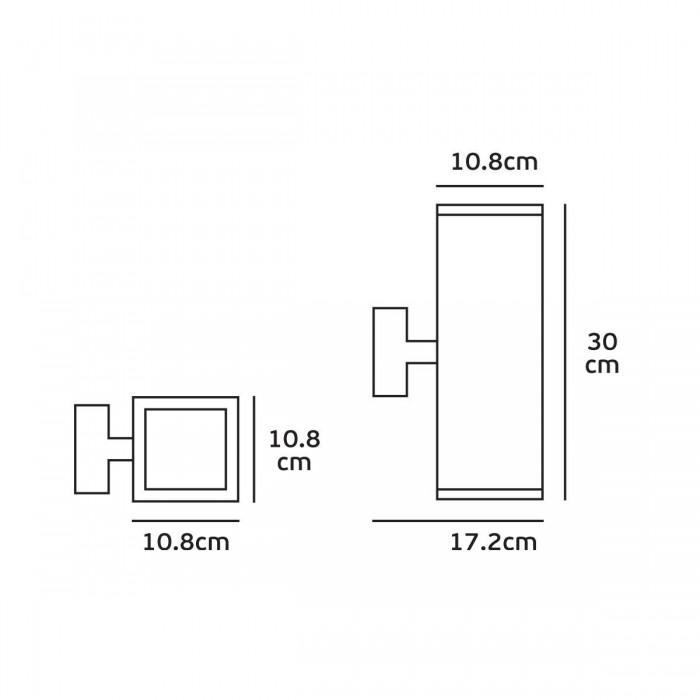 VK/01065/BR - Φωτιστικό τοίχου, Up/down, 240V, 2xE27/Par30, Max2x20W (LED), IP54, 10.8x10.8x30x17.2(βάθος)cm, καφέ σκουριάς VK/01065/BR - Φωτιστικό τοίχου, Up/down, 240V, 2xE27/Par30, Max2x20W (LED), IP54, 10.8x10.8x30x17.2(βάθος)cm, καφέ σκουριάς