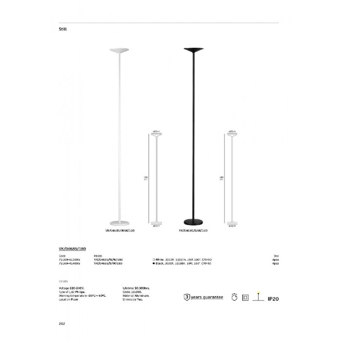 VK/04685/B/W/180 - Μαύρο. 3000K. 19W. 1558lm. 220-240V. 180°. LED Philips. Φωτιστικό δαπέδου. -20° C→ 60° C. 50.000hrs. Dim yes. CRI>90. Αλουμίνιο. IP20 VK/04685/B/W/180 - Μαύρο. 3000K. 19W. 1558lm. 220-240V. 180°. LED Philips. Φωτιστικό δαπέδου. -20° C→ 60° C. 50.000hrs. Dim yes. CRI>90. Αλουμίνιο. IP20
