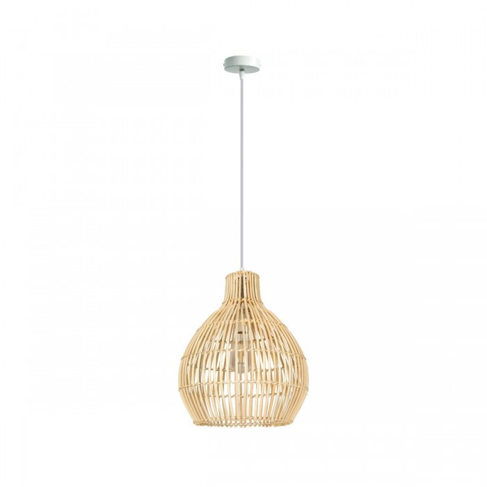 VK/03146PE/35 - Φωτιστικό κρεμαστό rattan, 240V, Ε27, Max 20W (LED), IP20, ø35x40cm, ανοιχτό καφέ
