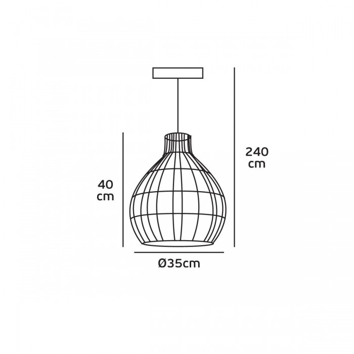 VK/03146PE/35 - Φωτιστικό κρεμαστό rattan, 240V, Ε27, Max 20W (LED), IP20, ø35x40cm, ανοιχτό καφέ