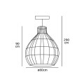 VK/03146PE/80 - Φωτιστικό κρεμαστό rattan, 240V, Ε27, Max 20W (LED), IP20, ø80x90cm, ανοιχτό καφέ