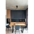 VK/04666/AIR/BW/ABS - Μαύρο + Wooden grain. 3000K-6000K. 22W. 1027lm. Στροφές 90-170/λεπτό. ø132cm. AC100-240V. Οροφής. Ισχύς κινητήρα DC35W. Ισχύς φωτισμού 22W. Περιλαμβάνεται τηλεχειριστήριο & επιτοίχιος χειρισμός. Σίδερο & ABS (πτερύγια). IP20