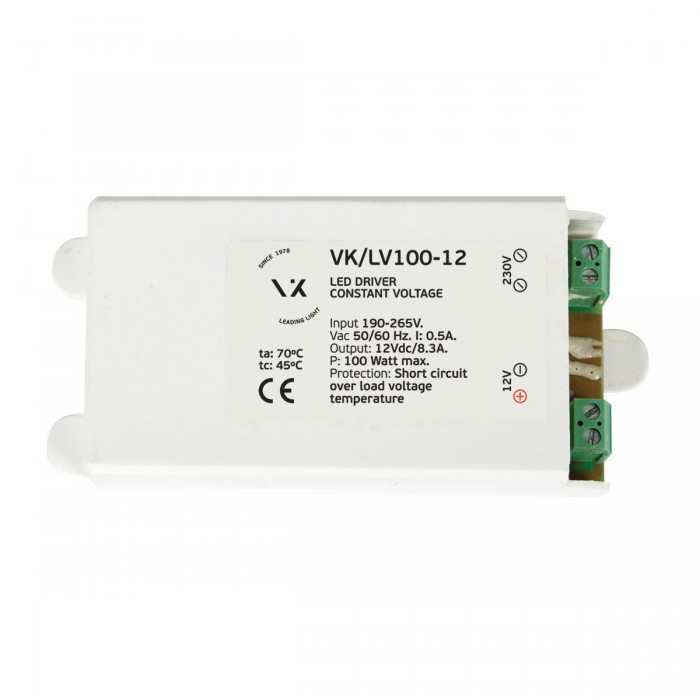 VK/LV100-12 - Τροφοδοτικό  Led 12V 100W. IP20