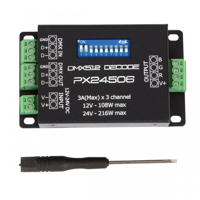 VK/P/24506 - DMX decoder 12/24V 108/216W 3 κανάλια 3Α