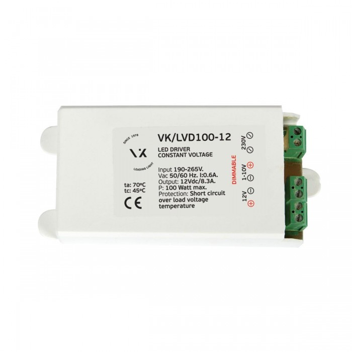 VK/LVD100-12 - Τροφοδοτικό Led 12V 100W DIM. IP20
