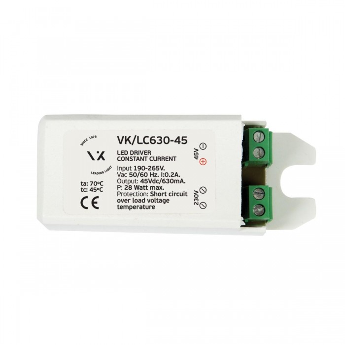 VK/LC630-45 - Τροφοδοτικό για led modules, 16-28W, 195-265V, 45VDC/630mA, IP20