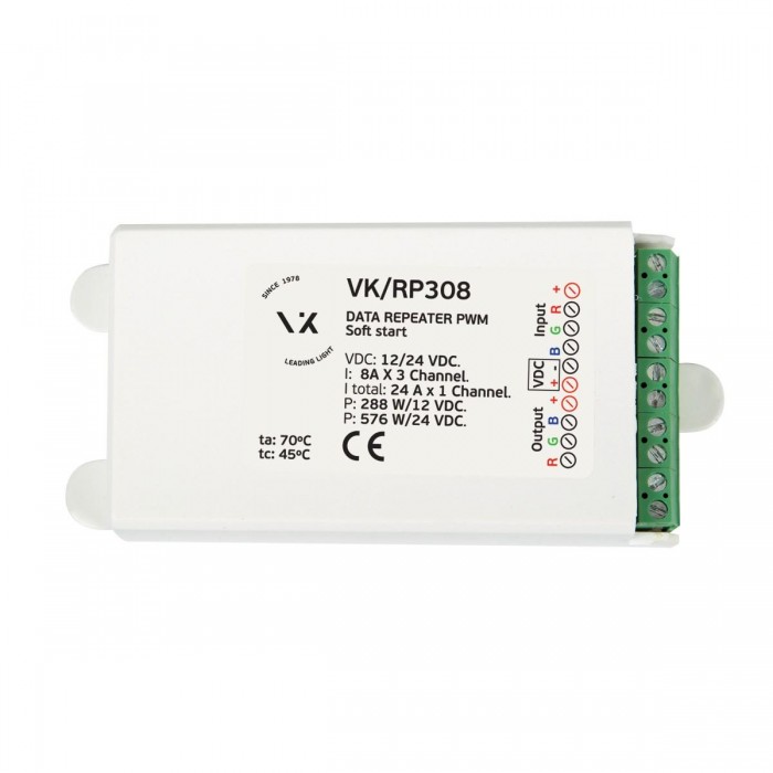 VK/RP308 - Αναμεταδότης δεδομένων PWM 3x8Α 1x24A 288/576W 12-24V VK/RP308 - Αναμεταδότης δεδομένων PWM 3x8Α 1x24A 288/576W 12-24V