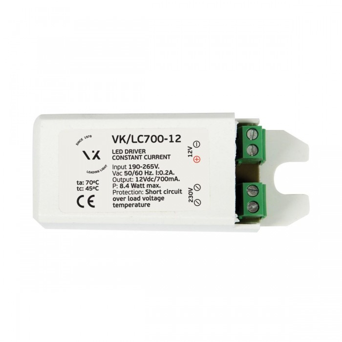 VK/LC700-12 - Τροφοδοτικό για led modules, 1-8.4W, 195-265V, 12VDC/700mA, IP20