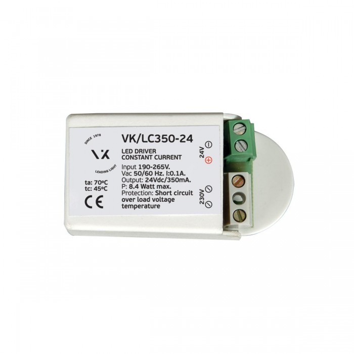 VK/LC350-24 - Τροφοδοτικό για led modules, 12-24V 3-8W 350mA, IP20