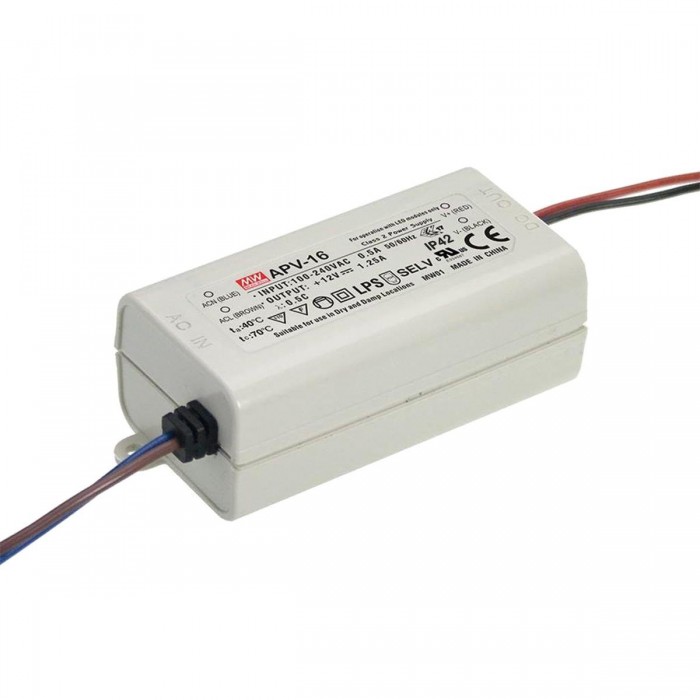 VK/APV-16-24 - Τροφοδοτικό Led MEANWELL 24V 16W. IP42