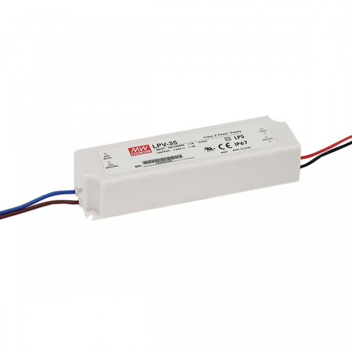 VK/LPV-35-12 - Τροφοδοτικό Led MEANWELL 12V 35W. IP67