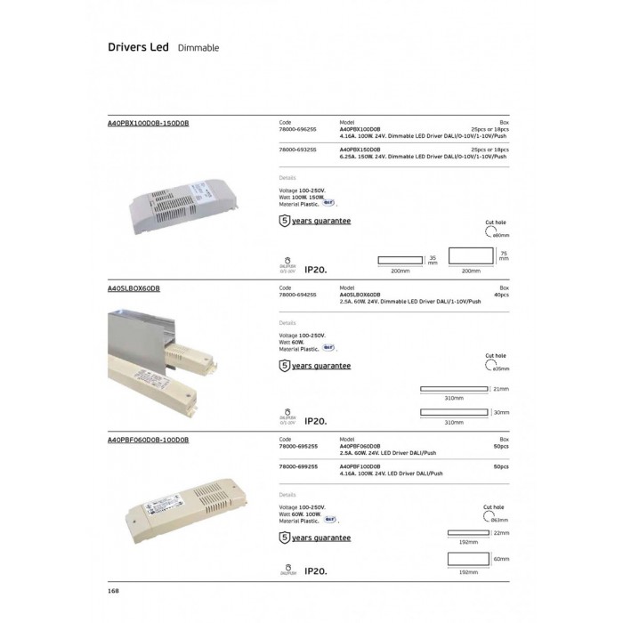 A40PBX100D0B - Τροφοδοτικό ντιμαριζόμενο DALI/0-10V/1-10V/Push. 4.16A. 100W. 24V. IP20. A40PBX100D0B - Τροφοδοτικό ντιμαριζόμενο DALI/0-10V/1-10V/Push. 4.16A. 100W. 24V. IP20.