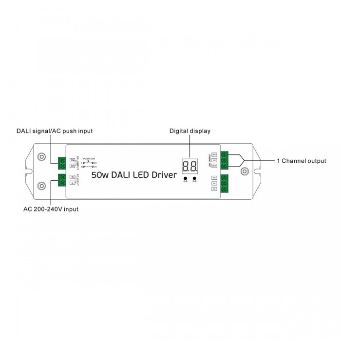 VK/10073/DALI - Τροφοδοτικό DALI, 50W, 200-240VAC, ντιμαριζόμενο, IP20