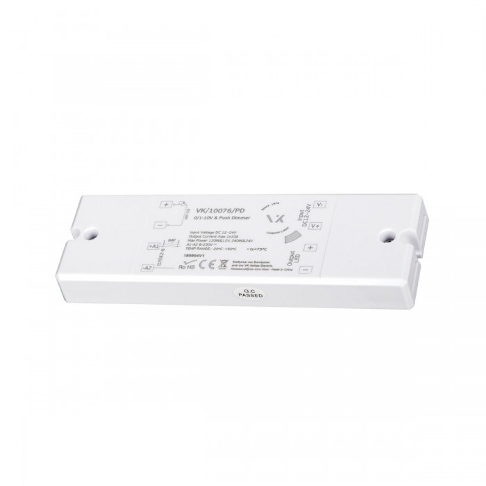 VK/10076/PD - Ροοστάτης Led με PUSH DIM 1CH 12-24V 120-240W. IP20 VK/10076/PD - Ροοστάτης Led με PUSH DIM 1CH 12-24V 120-240W. IP20