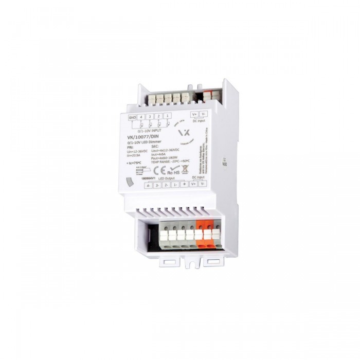 VK/10077/DIN - Ροοστάτης Led 4CH 5A 12-36V 240-720W. IP20