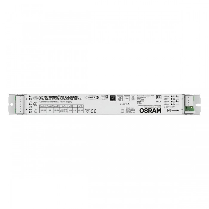 VK/OTI DALI 25/220-240/700 NFC L - LED τροφοδοτικό OSRAM για modules D111, 2-28W, AC198-264V, DC180-700mA, dimmable