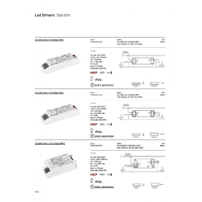 CC23W/100-700/DALI/NFC - Led τροφοδοτικό KGP Dali. 100-700mA. 26.3W. AC220-240V. Πλαστικό. Dim Dali NFC. IP20 CC23W/100-700/DALI/NFC - Led τροφοδοτικό KGP Dali. 100-700mA. 26.3W. AC220-240V. Πλαστικό. Dim Dali NFC. IP20