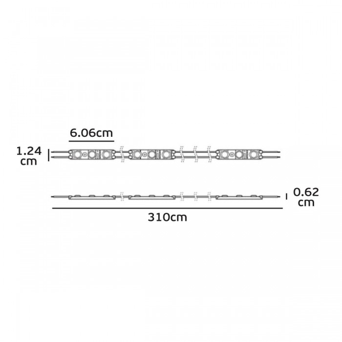 BA-L-CX-865-G5 - BackLed OSRAM, 20 modules σε αλυσίδα συνολικού μήκους 310 εκ., 6500K, 1.50W/mod, 162lm/module, CRI>80, IP66