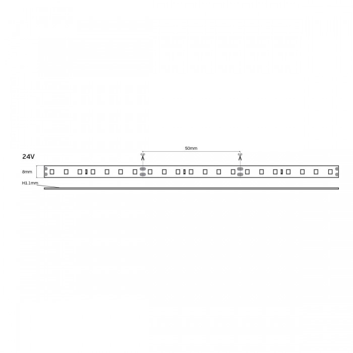 VK/24/2835/930/140/3 - Ταινία LED. 24V. 3000K. 427lm/m. Κοπή κάθε 50mm. 3W/m. 5m/roll. LED SMD 2835. Led qty 140pcs/m. CRI>90. Dim yes. -40°C → 80°C. IP20 - 5m