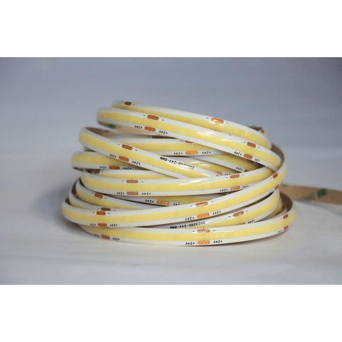 VK/24/COBW/940/320 - Ταινία LED COB. 24V. 4000K. 800lm/m. Κοπή κάθε 50mm. 7W/m. 5m/roll. LED COB 320. Led qty 320pcs/m. CRI>90. Dim yes. -40°C → 80°C. IP65 - 5m VK/24/COBW/940/320 - Ταινία LED COB. 24V. 4000K. 800lm/m. Κοπή κάθε 50mm. 7W/m. 5m/roll. LED COB 320. Led qty 320pcs/m. CRI>90. Dim yes. -40°C → 80°C. IP65 - 5m
