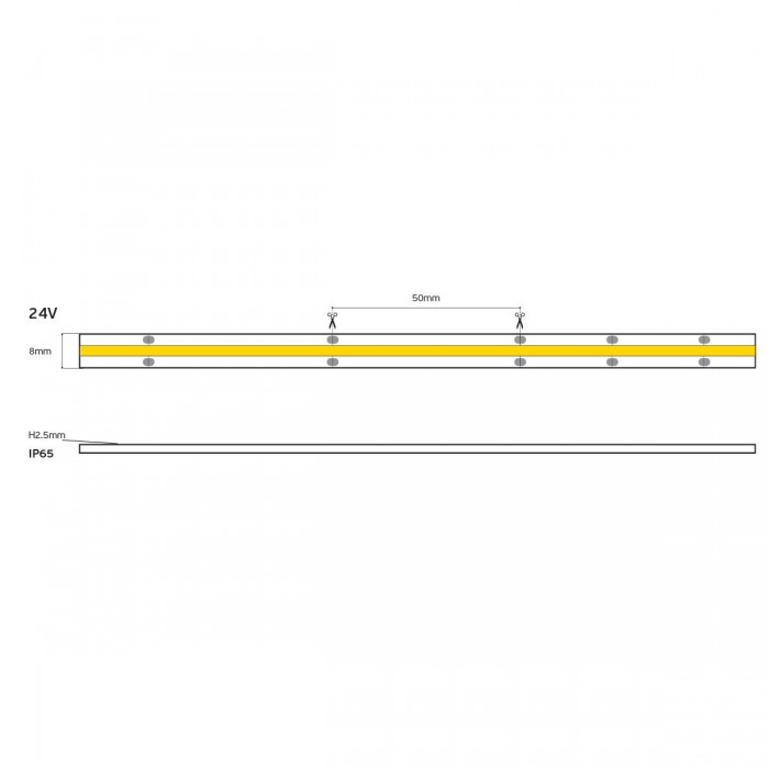 VK/24/COBW/930/480 -<p>Ταινία LED COB. 24V. 3000K. 1050lm/m. Κοπή κάθε 50mm. 10W/m. 5m/roll. LED COB 480. Led qty 480pcs/m. CRI>90. Dim yes. -40°C → 80°C. IP65</p> - 5m VK/24/COBW/930/480 -<p>Ταινία LED COB. 24V. 3000K. 1050lm/m. Κοπή κάθε 50mm. 10W/m. 5m/roll. LED COB 480. Led qty 480pcs/m. CRI>90. Dim yes. -40°C → 80°C. IP65</p> - 5m