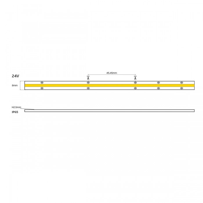 VK/24/COBW/930/528 - Ταινία LED COB. 24V. 3000K. 1430lm/m. Κοπή κάθε 45.45mm. 14W/m. 5m/roll. LED COB 528. Led qty 528pcs/m. CRI>90. Dim yes. -40°C → 80°C. IP65 - 5m VK/24/COBW/930/528 - Ταινία LED COB. 24V. 3000K. 1430lm/m. Κοπή κάθε 45.45mm. 14W/m. 5m/roll. LED COB 528. Led qty 528pcs/m. CRI>90. Dim yes. -40°C → 80°C. IP65 - 5m