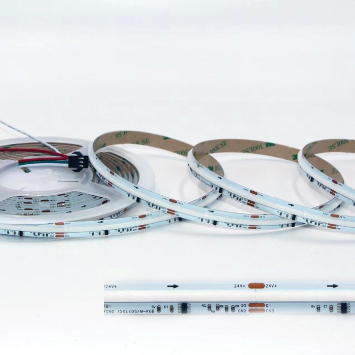 VK/24/COB/MAGIC/720 - Ταινία LED COB/Magic. 24V. RGB. 387.07lm/m. Κοπή κάθε 50mm. 16W/m. 10m/roll. LED COB 720. Led qty 720pcs/m. CRI>90. Dim yes. -40°C → 80°C. IP20 - 10m