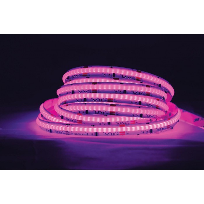 VK/24/COB/MAGIC/720 - Ταινία LED COB/Magic. 24V. RGB. 387.07lm/m. Κοπή κάθε 50mm. 16W/m. 10m/roll. LED COB 720. Led qty 720pcs/m. CRI>90. Dim yes. -40°C → 80°C. IP20 - 10m