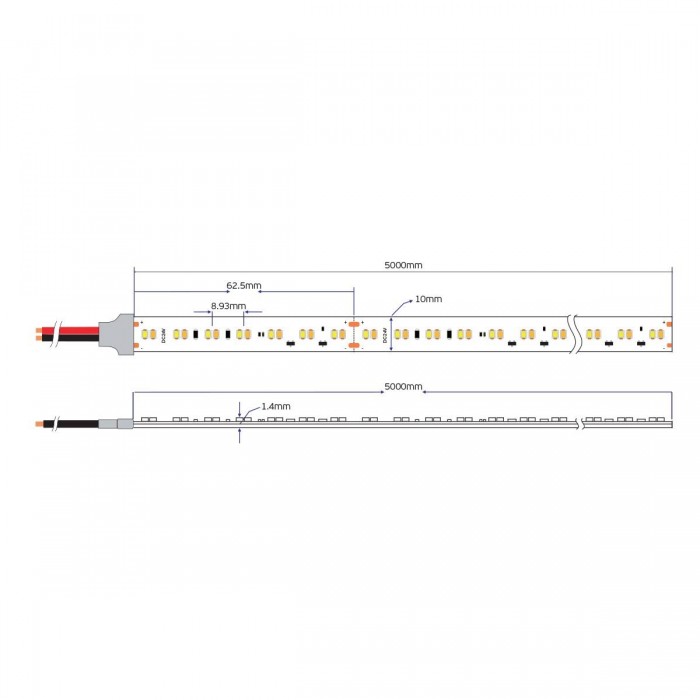 VK/24/2216/CCT/224/90 - Ταινία LED CCT. 24V. 1800K-3000K. 1520lm/m. Κοπή κάθε 62.5mm. 16W/m. 5m/roll. LED SMD 2216. Led qty 224pcs/m. CRI>90. Dim yes. -20°C → 45°C.  IP20 - 5m